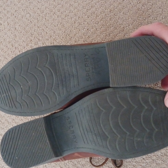 Sperry women Leather Laceup Ankle Boot collar gas padded canvas material 10M - Picture 10 of 11